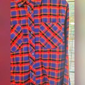Unisex Flannel. Red Flannel. Blue Flannel. One Size. Leather. Patchwork. Flannel